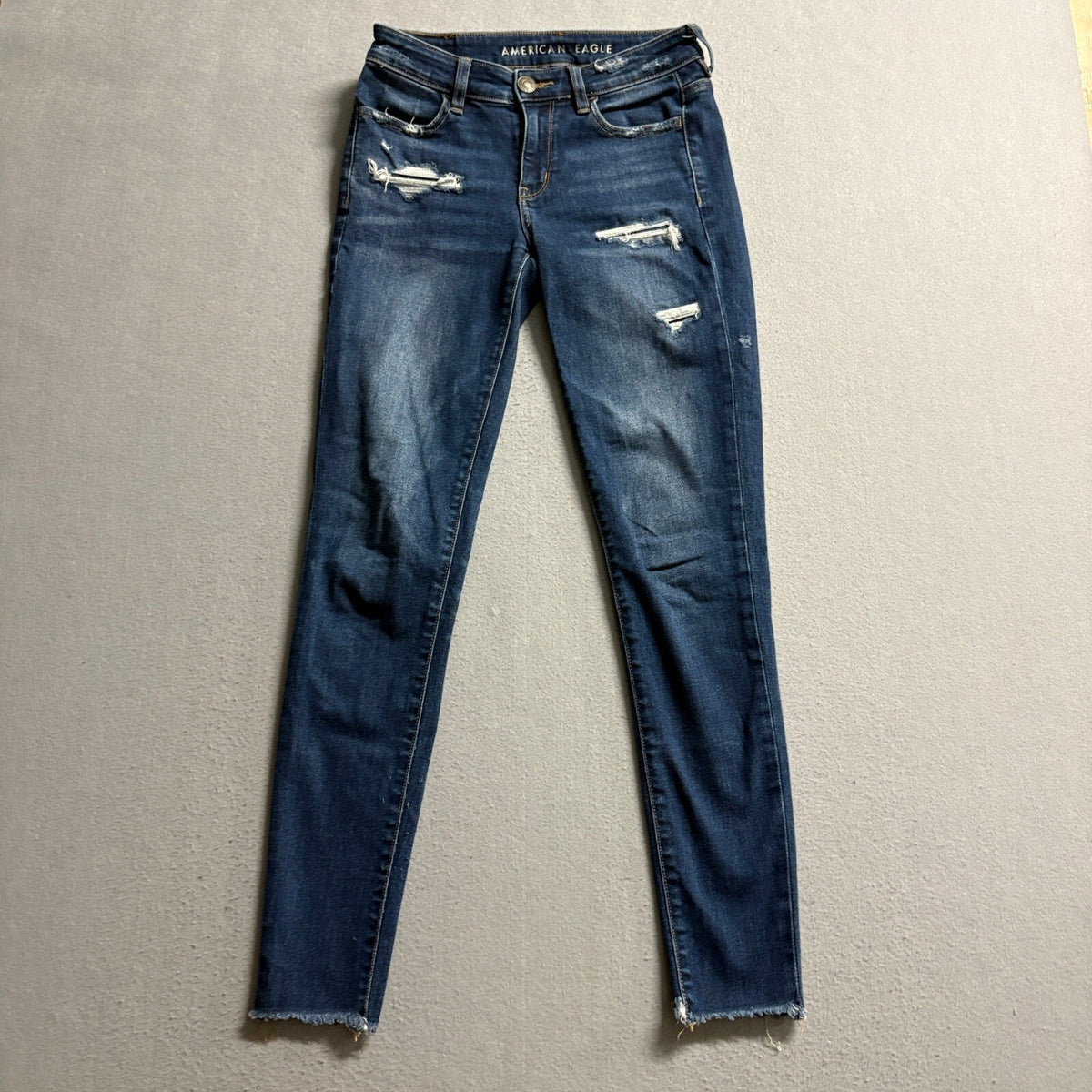 American Eagle Next Level Stretch Jegging Womens Size 2 Long Distressed Jeans