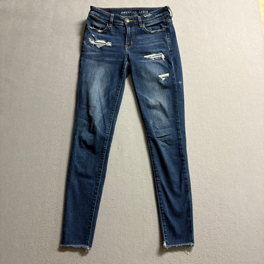 American Eagle Next Level Stretch Jegging Womens Size 2 Long Distressed Jeans