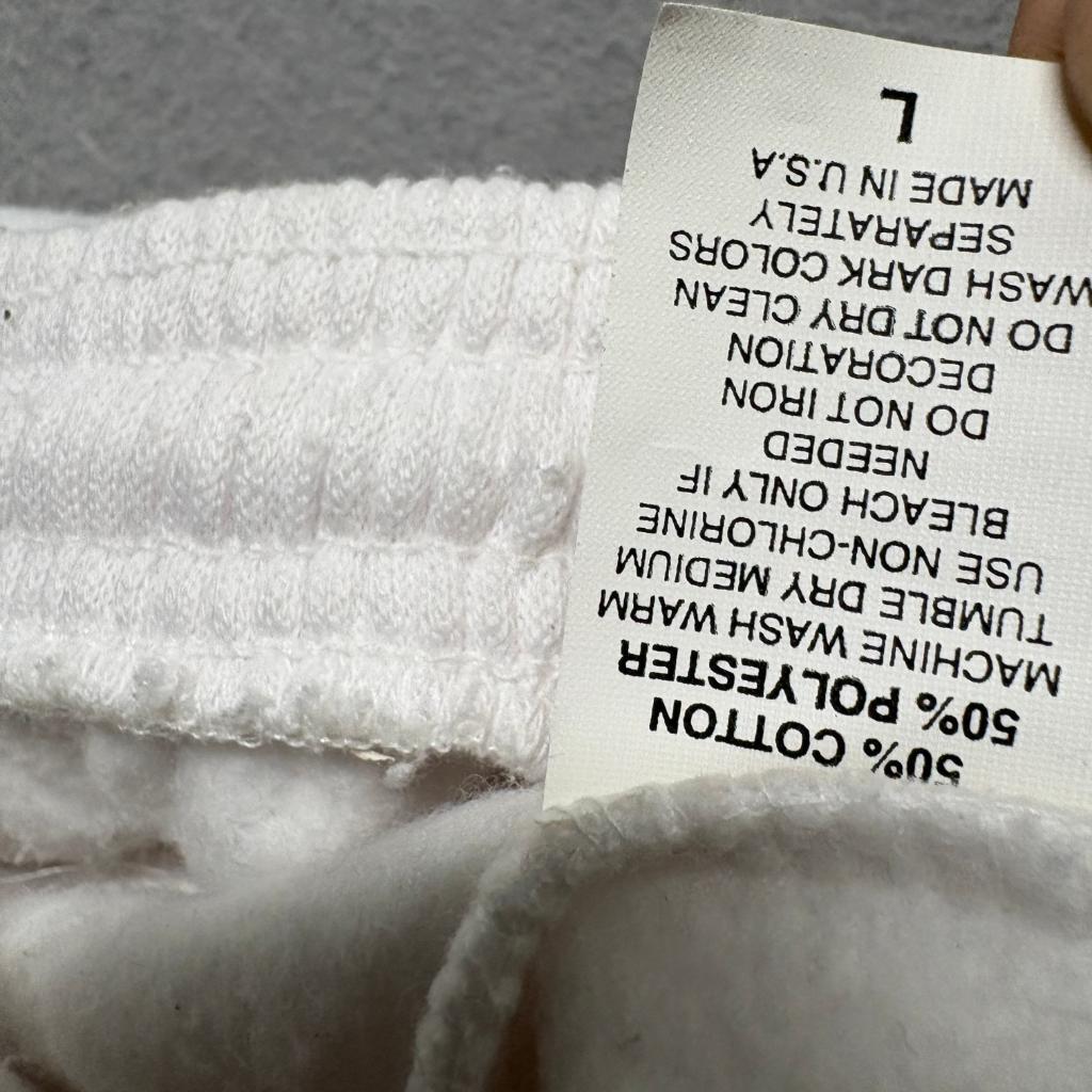 Vintage Sweat Shorts Womens Large White Fleece Cotton Blend Made in USA