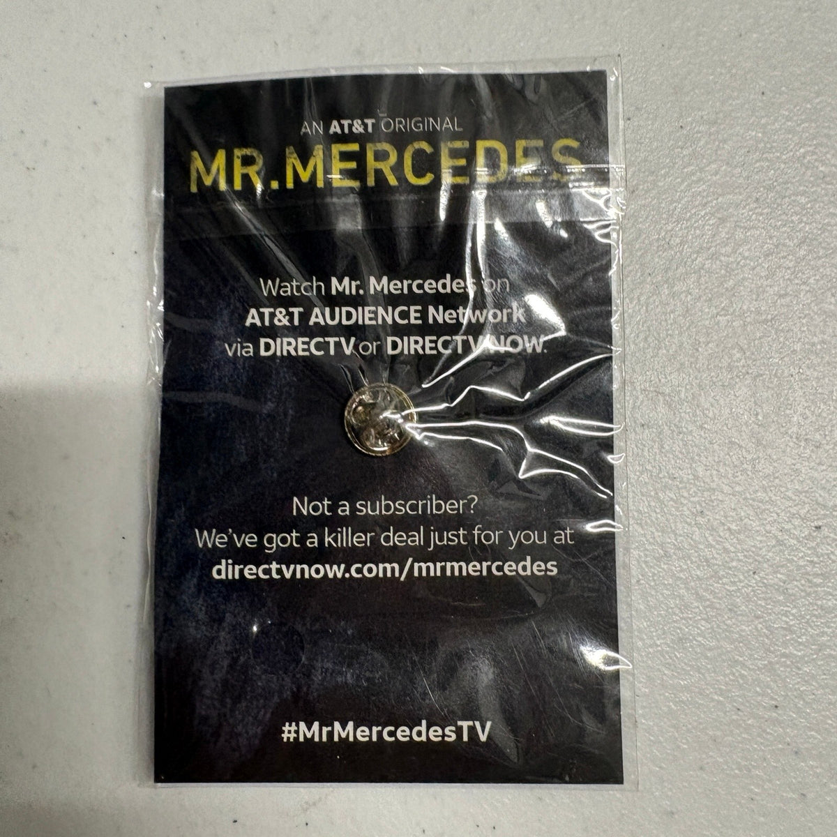 Mr Mercedes Stephen King TV Series Promo Pin Yellow Evil Smiley Fish AT&T