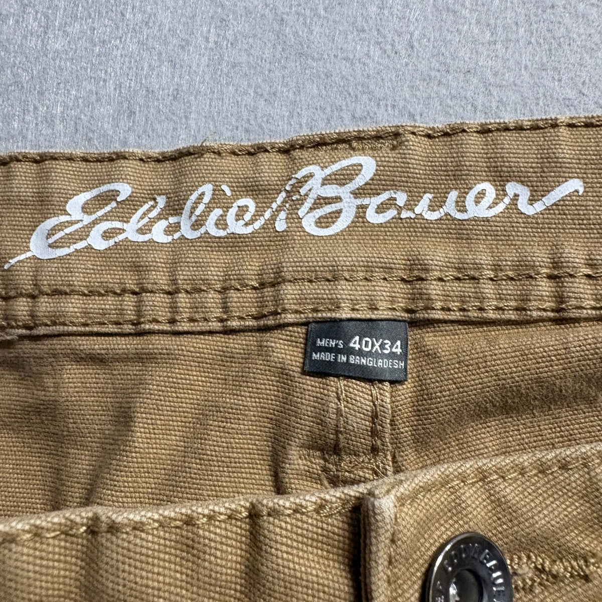 Eddie Bauer Mens 40x34 Relaxed Fit Canvas Painter Pants Brown Stretch Utility