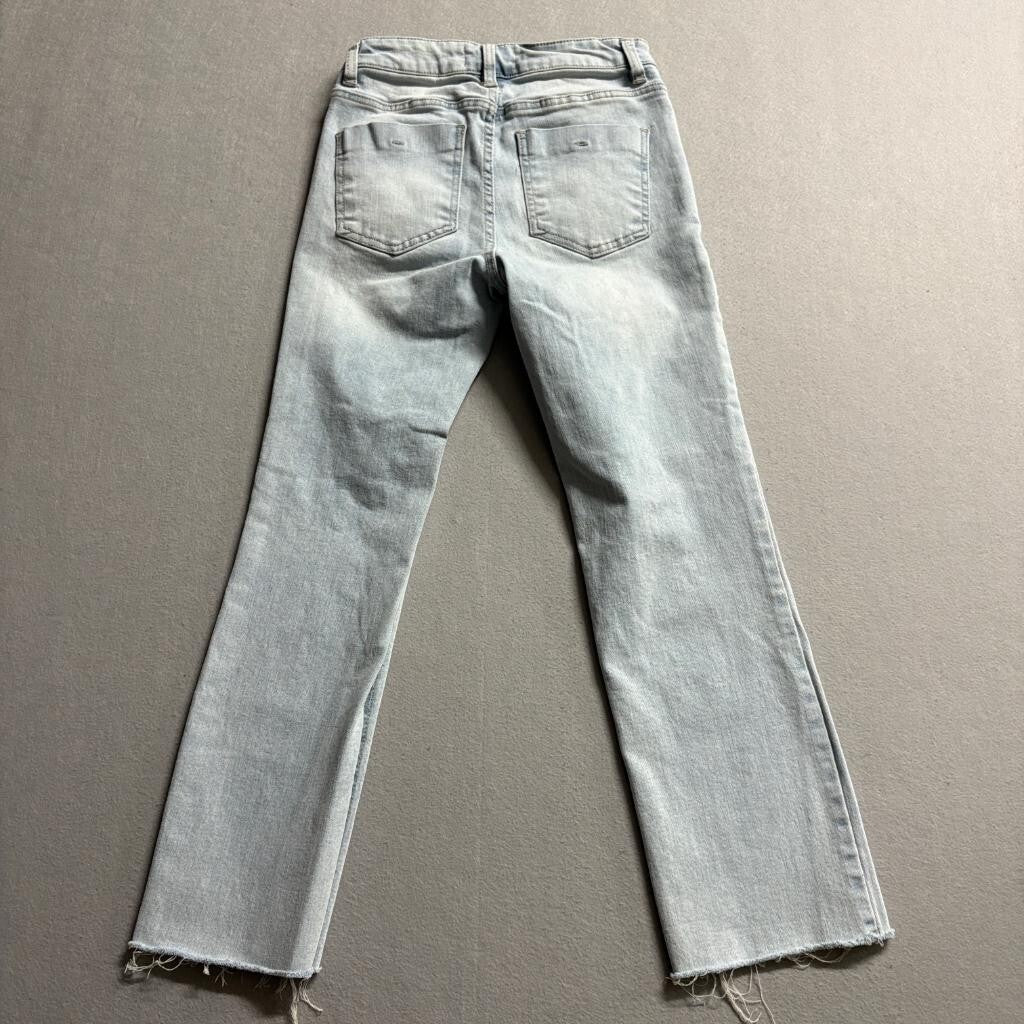 Oat New York Jeans Womens 0/25 Light Wash Raw Hem Stretch Denim Straight Leg