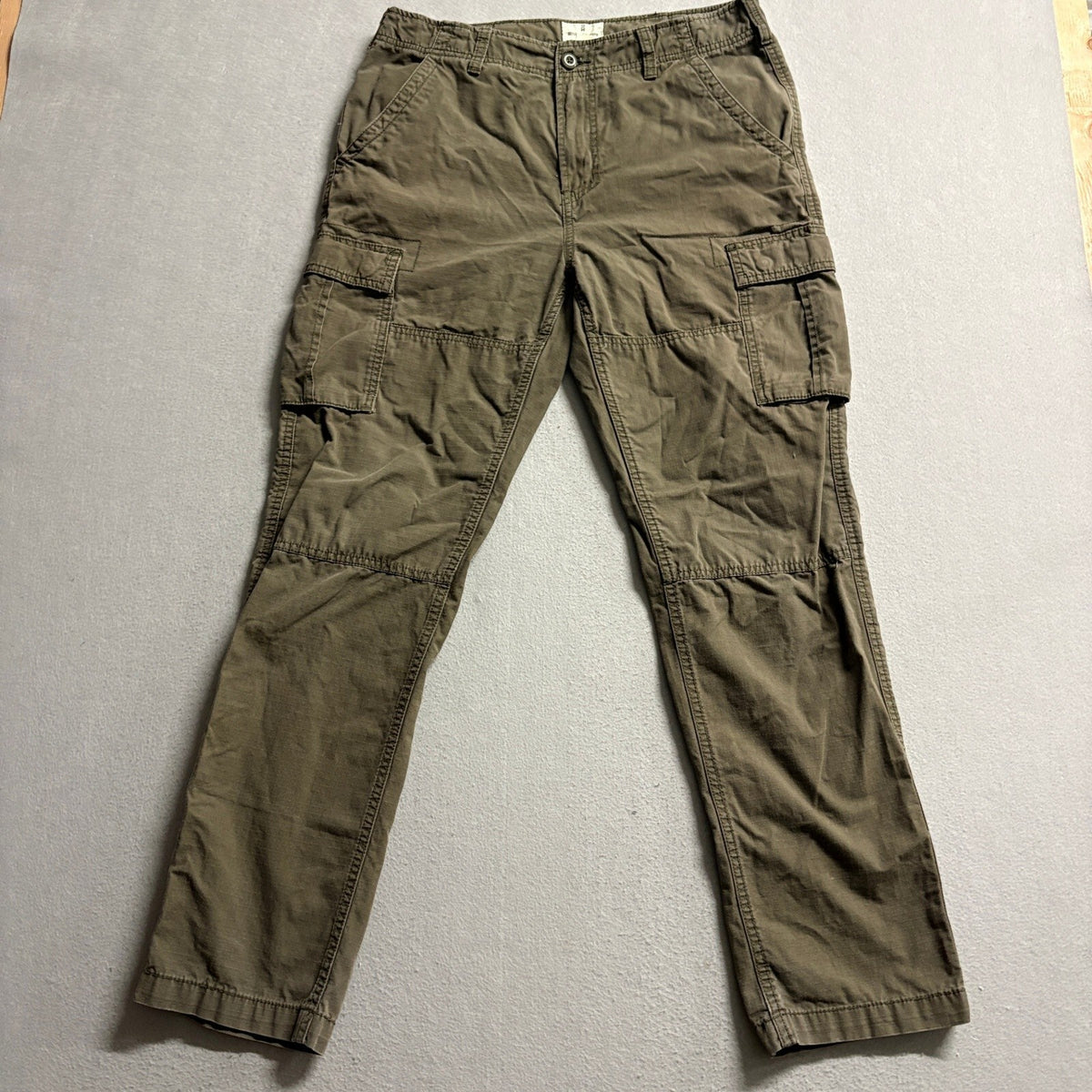Mutual Weave Mens Cargo Pants Size 32x32 Green Olive Ripstop Relaxed Taper