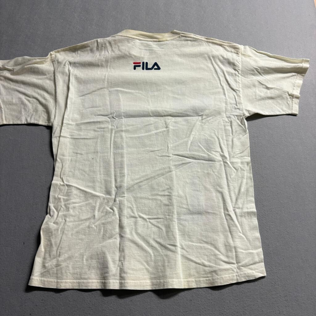 Vintage Fila T Shirt Mens XL Cream Tultex Single Stitch Graphic Tee Made in