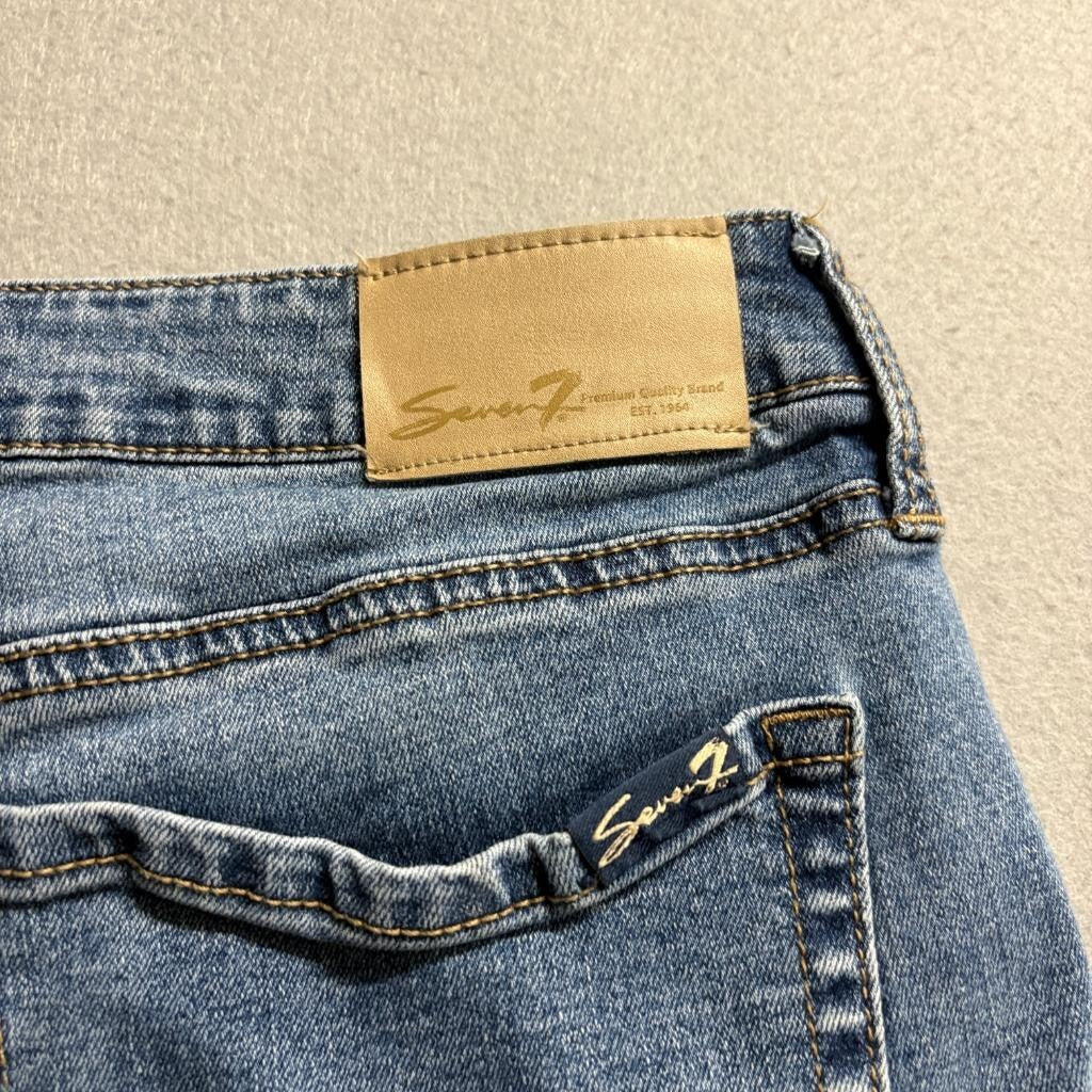 Seven7 Womens Denim Shorts Size 14 Blue Raw Hem Frayed Stretch Jean Shorts