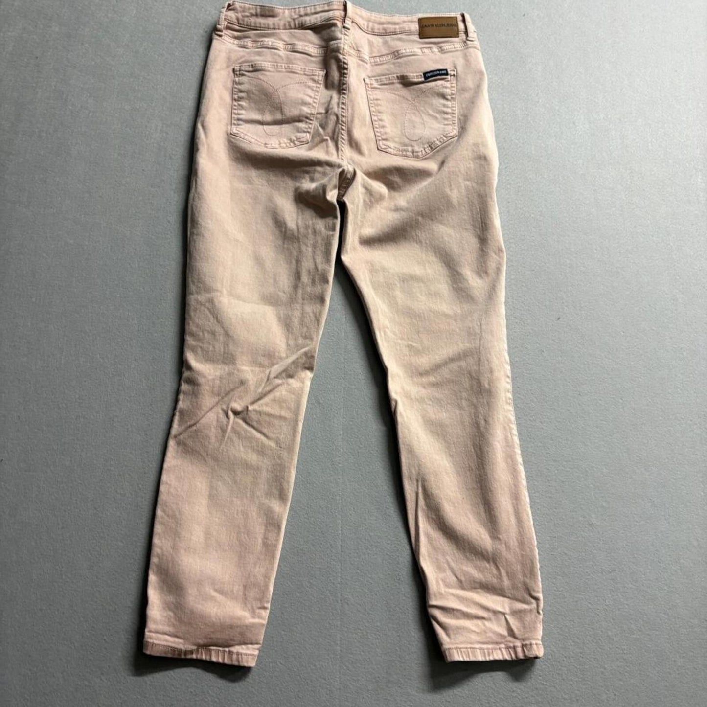 Calvin Klein Jeans Womens 10 Pink Peach Skinny Slim Denim Pants Stretch