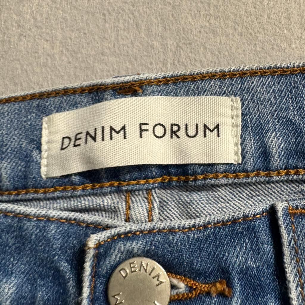 Denim Forum The Yoko High Rise Slim Jeans Womens 27 Blue Denim Button Fly
