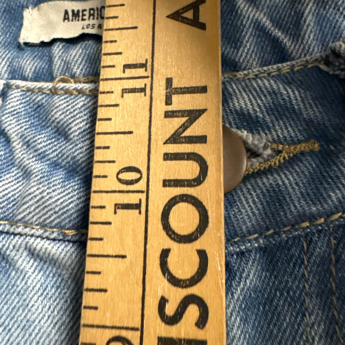 American Bazi High Rise Wide Leg Distressed Raw Hem Jeans Light Wash Size