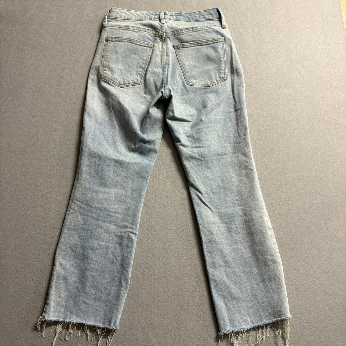 Universal Thread Ankle Bootcut Jeans Womens 6/R Light Wash Raw Hem Stretch Denim