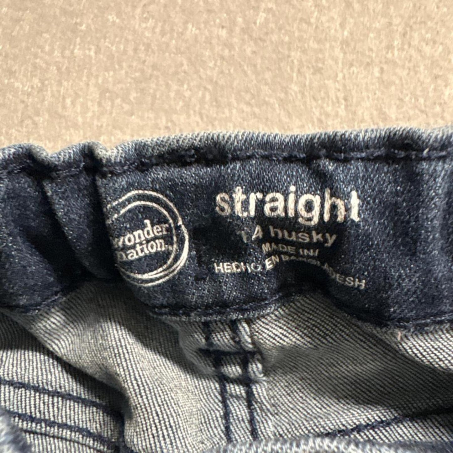 Wonder Nation Boys Jeans Size 14 Husky Blue Denim Straight Leg Stretch