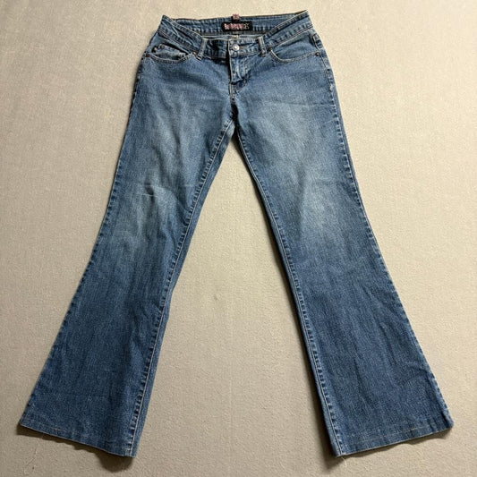 Bubblegum USA Vintage Flare Jeans Womens Size 3/4 Medium Wash Stretch Denim Y2K