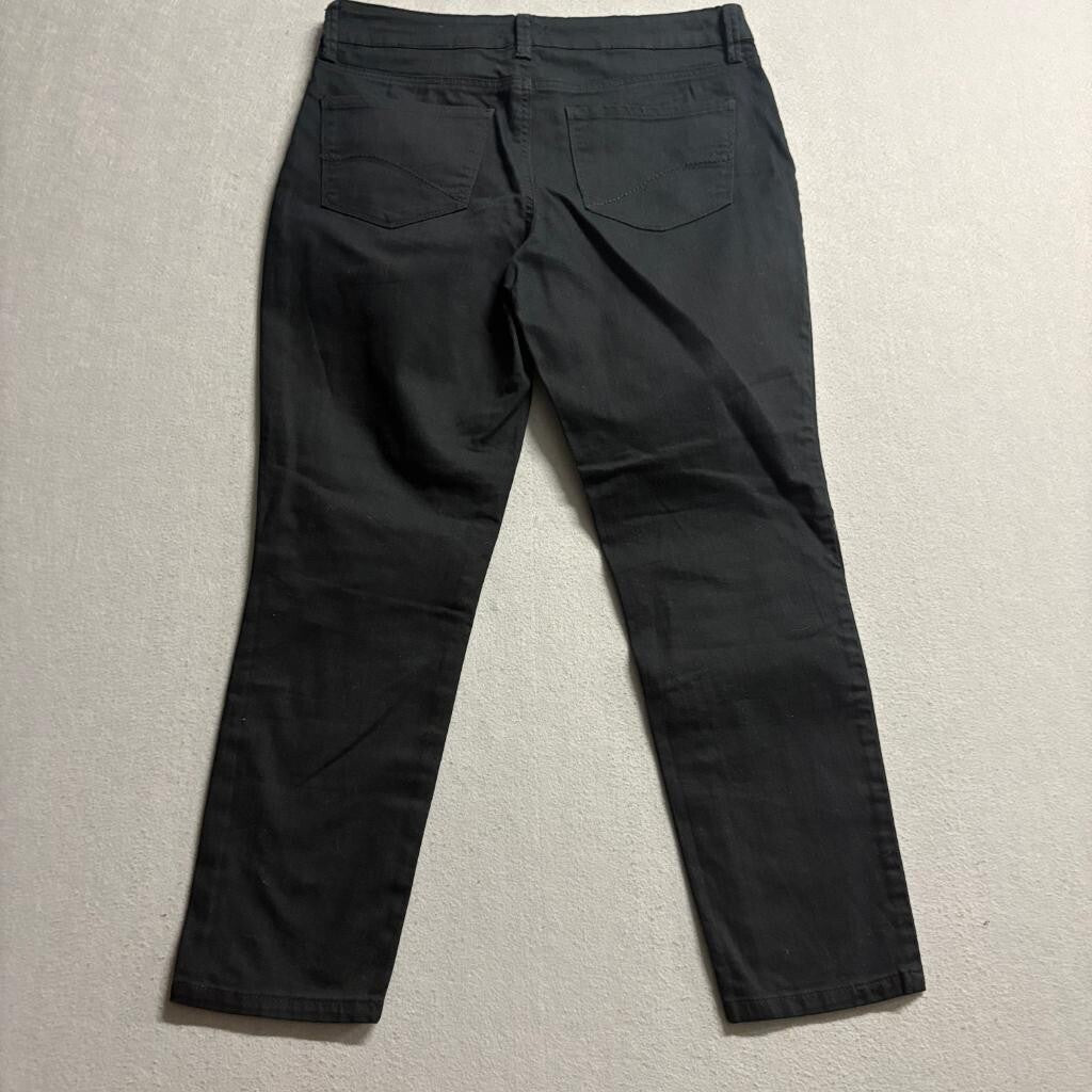 NYDJ Black Ankle Jeans Womens 6P Petite Stretch Denim Slim Straight Leg Pants
