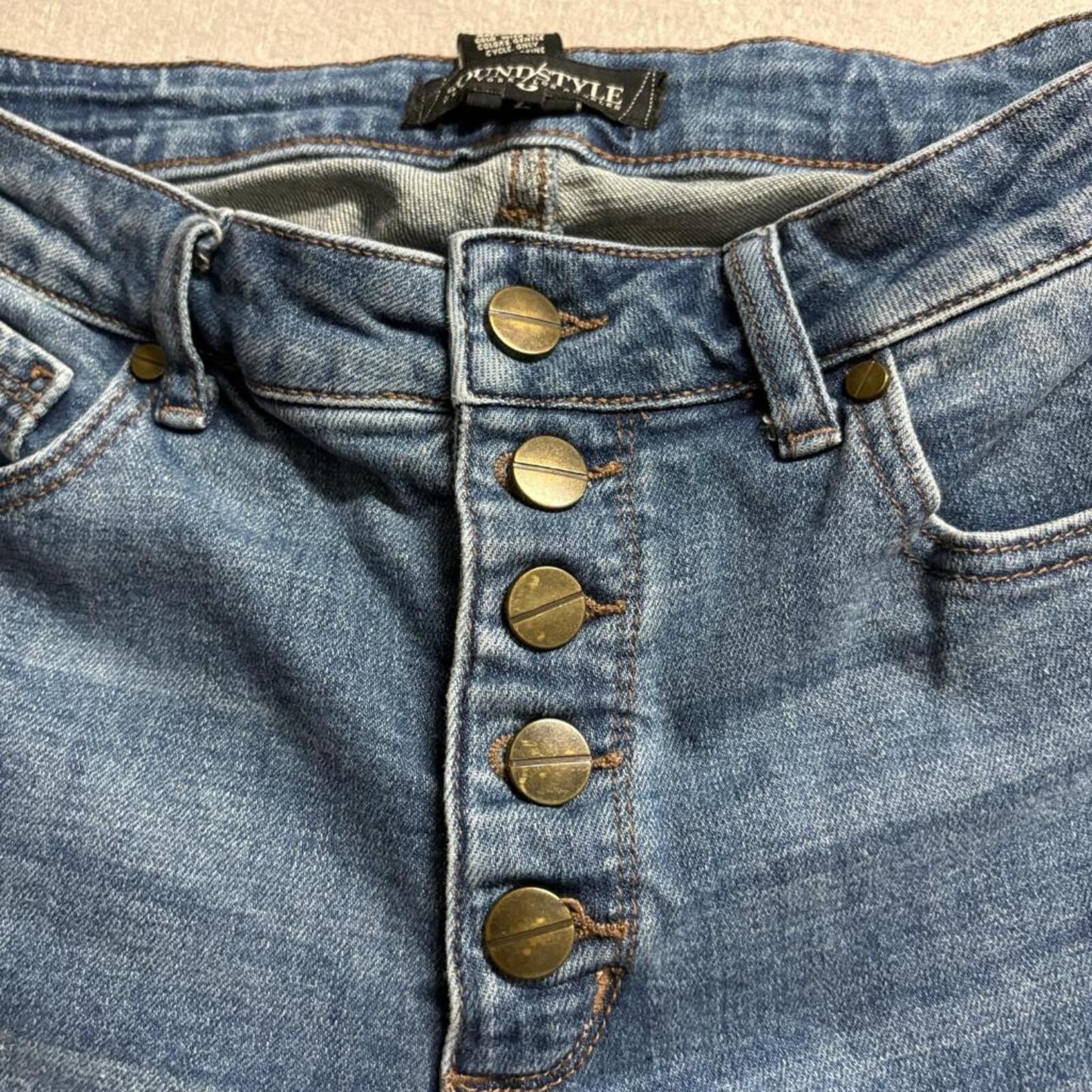 Sound Style Jeans Womens Size 6 Blue Denim Button Fly Raw Hem Straight Leg