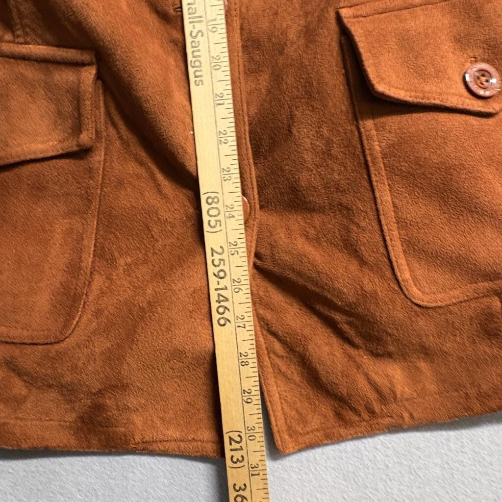 Moda V Italy Milano Womens Medium Suede Jacket Brown Button Front Coat Vintage