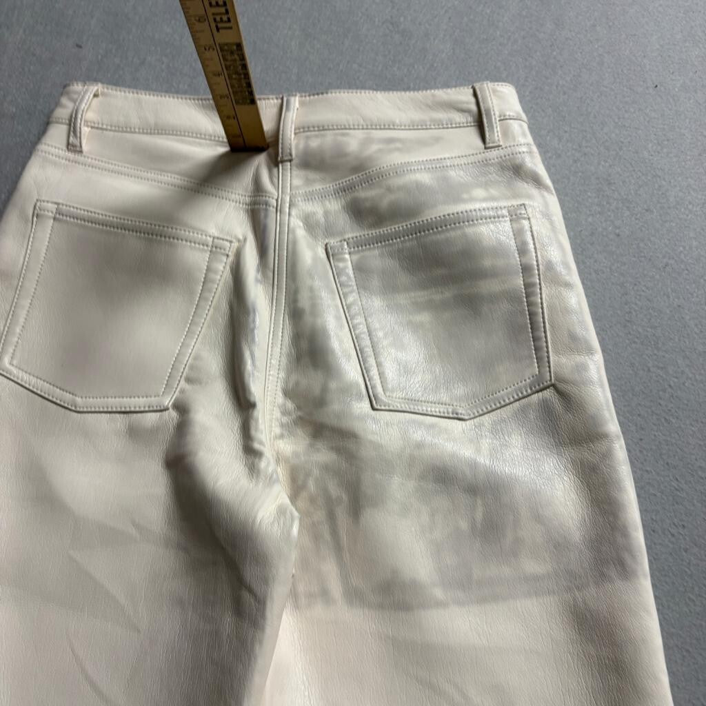 Aritzia Wilfred The Melina Pant Faux Leather Straight Leg Cream Beige Women's