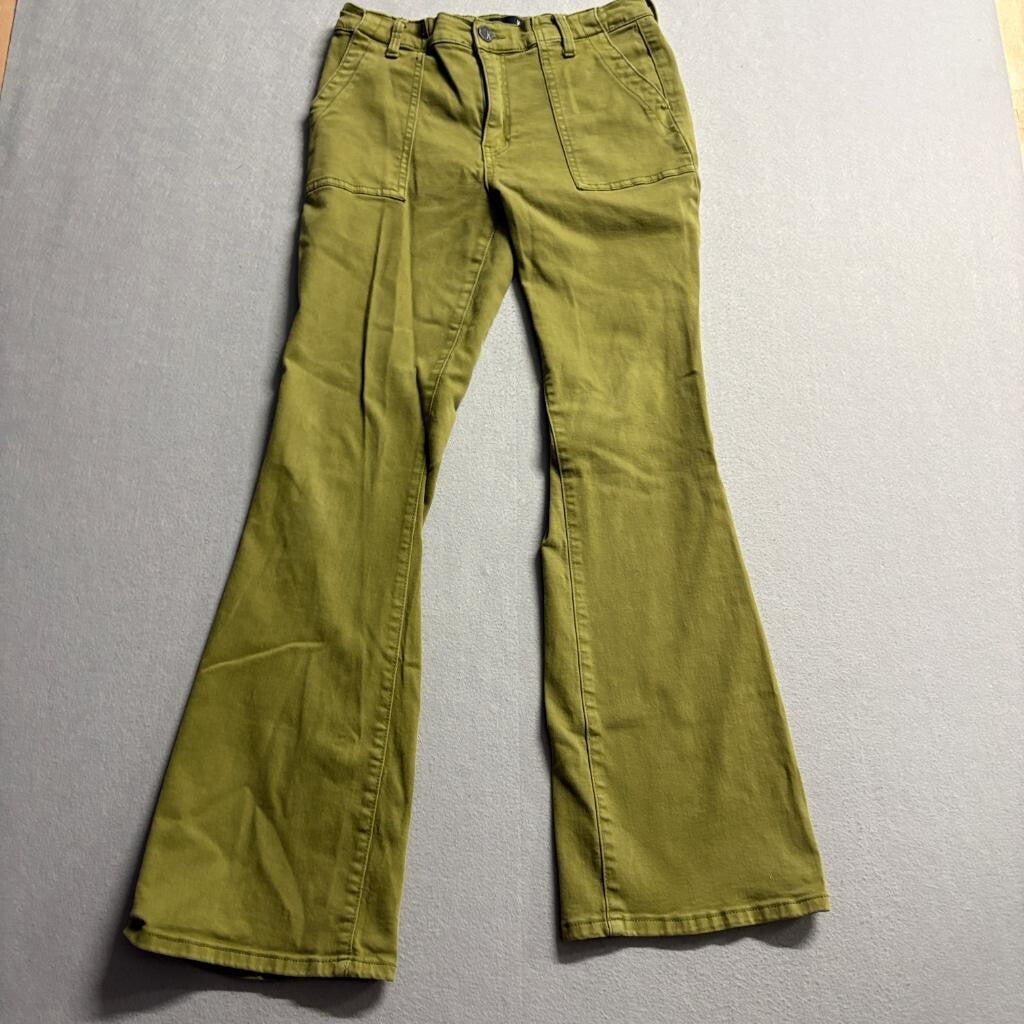 Kut from the Kloth Ana High Rise Flare Jeans Womens Size 6 Green Stretch Denim