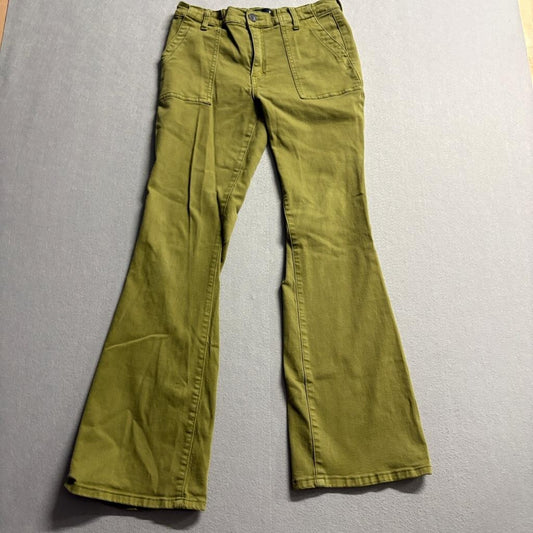 Kut from the Kloth Ana High Rise Flare Jeans Womens Size 6 Green Stretch Denim