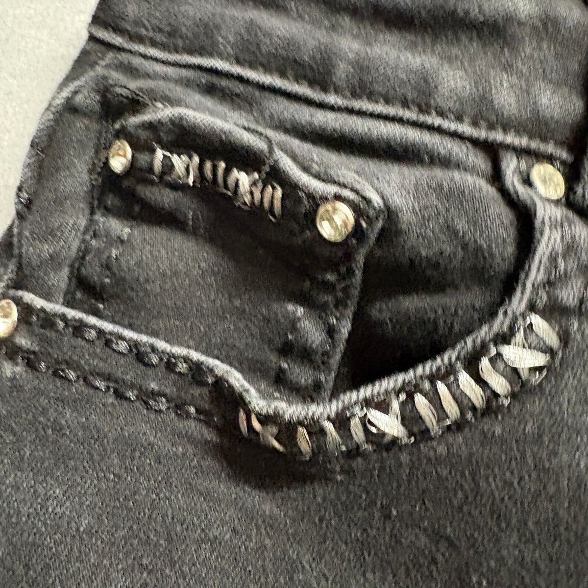 Love You Jeans Womens 13/14 Black Embroidered Rhinestone Pocket Bootcut Stretch