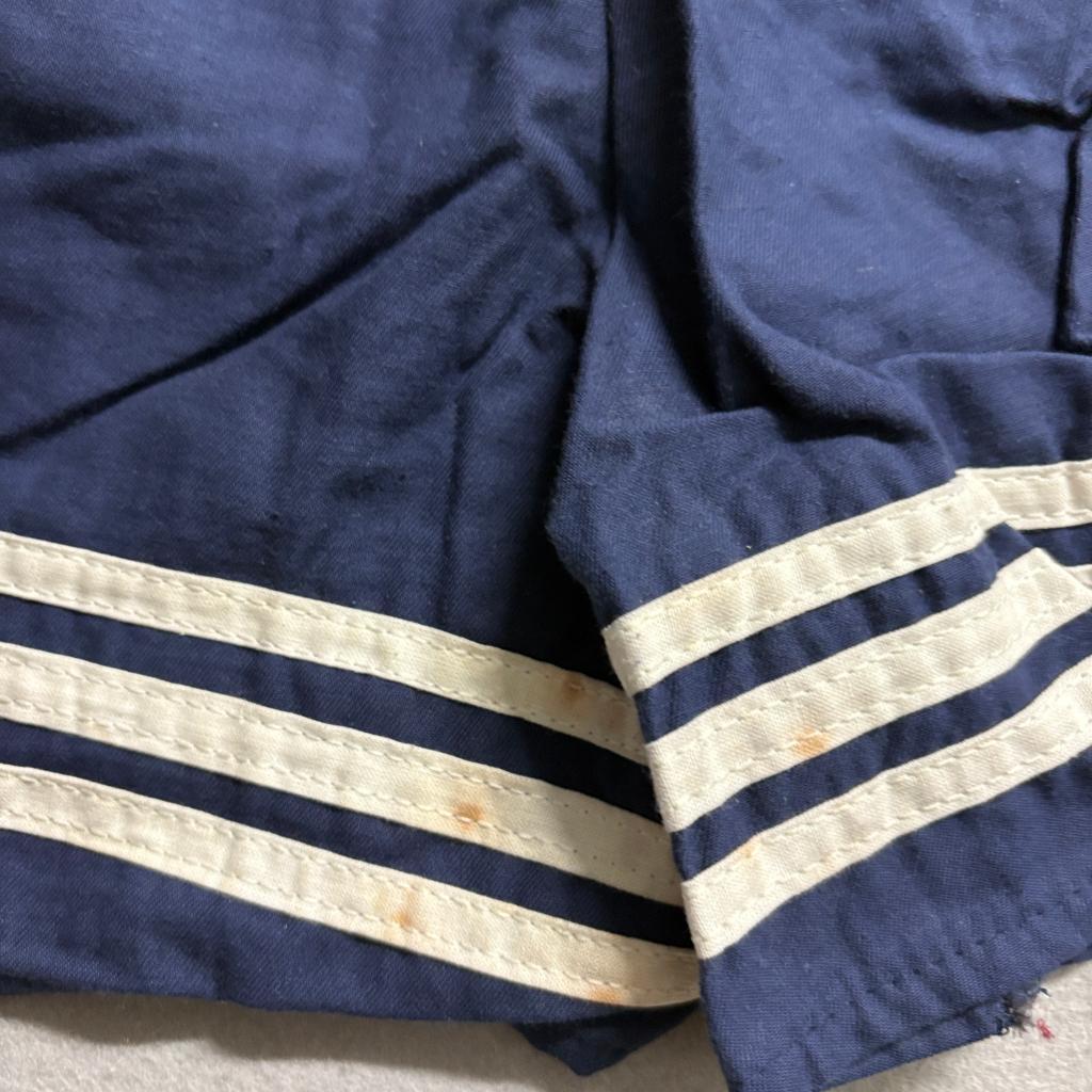 Vintage Key Elements Mens Large Navy Blue White Stripe Athletic Shorts Made in