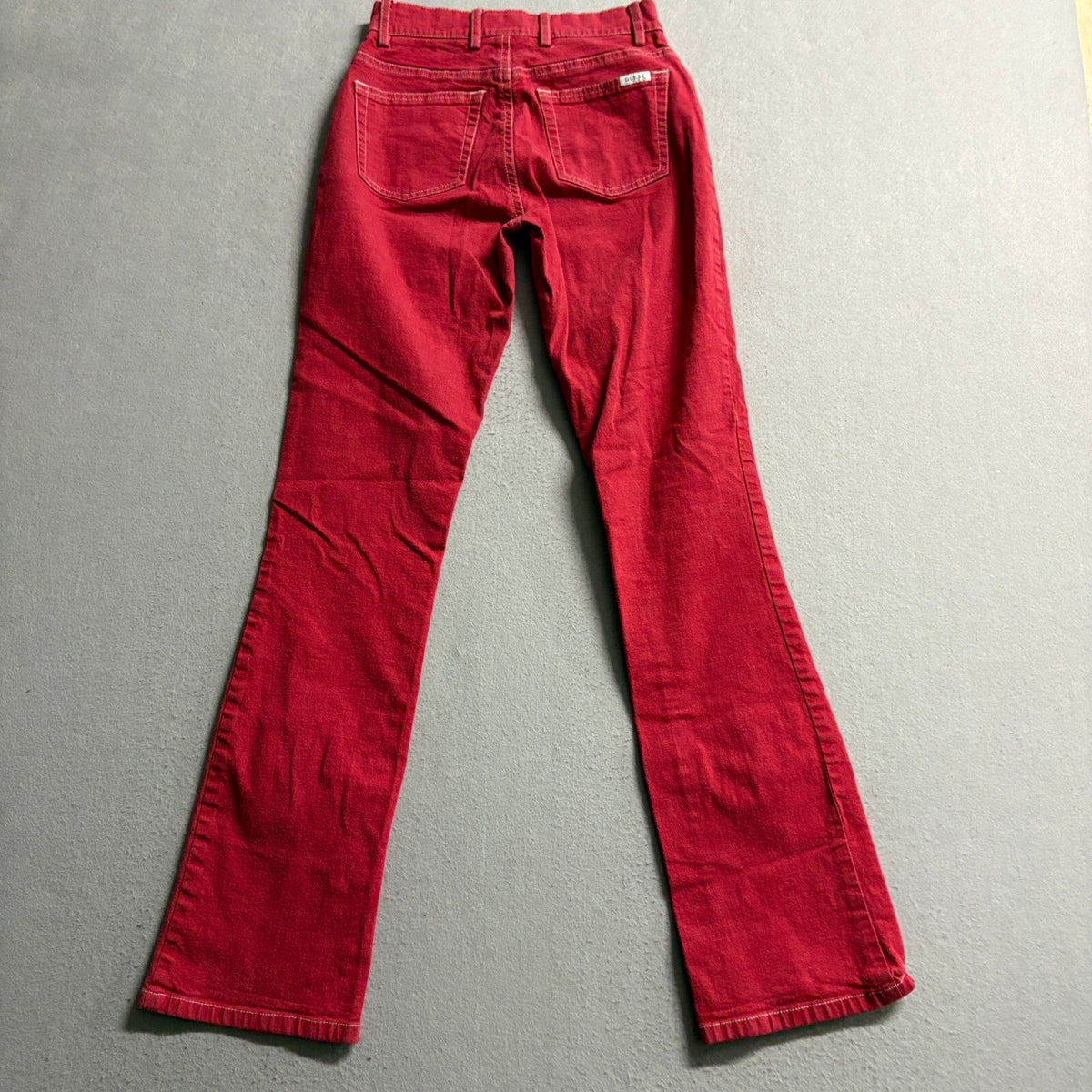 Guess Jeans Vintage Womens 24 Red Denim Pants Bootcut Mid Rise Made in Hong Kong