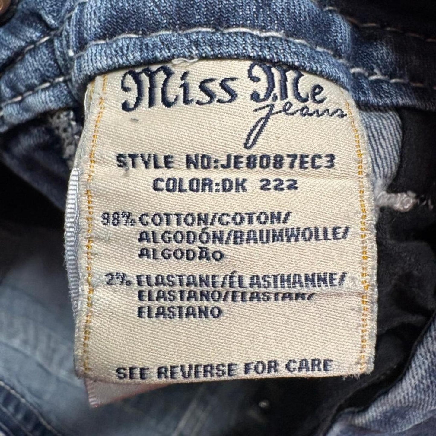 Miss Me Mid Rise Easy Cropped Jeans Womens 29 Blue Denim Embellished Rhinestone