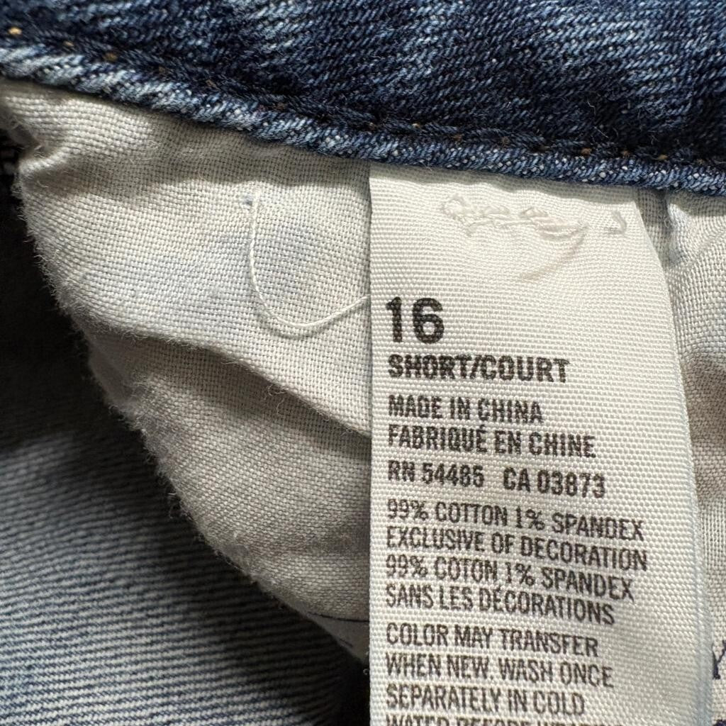 American Eagle Artist Flare Jeans Womens 16 Short Blue Distressed Stretch Denim