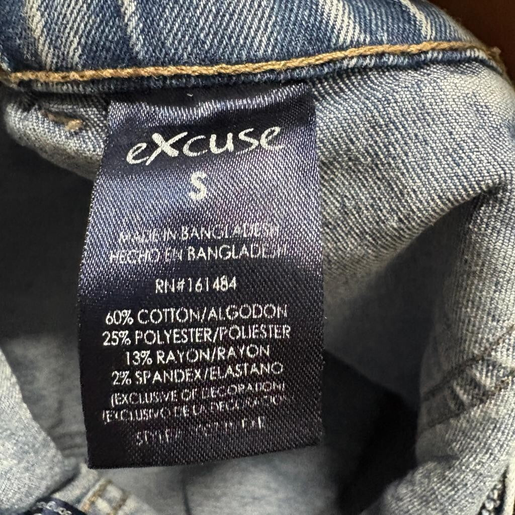 Excuse Girls Blue Cargo Jeans Size S Elastic Waist Straight Leg Denim Utility