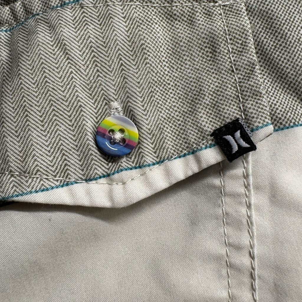 Hurley Board Shorts Mens 38 Gray White Striped Recycled Polyester Swim Trunks