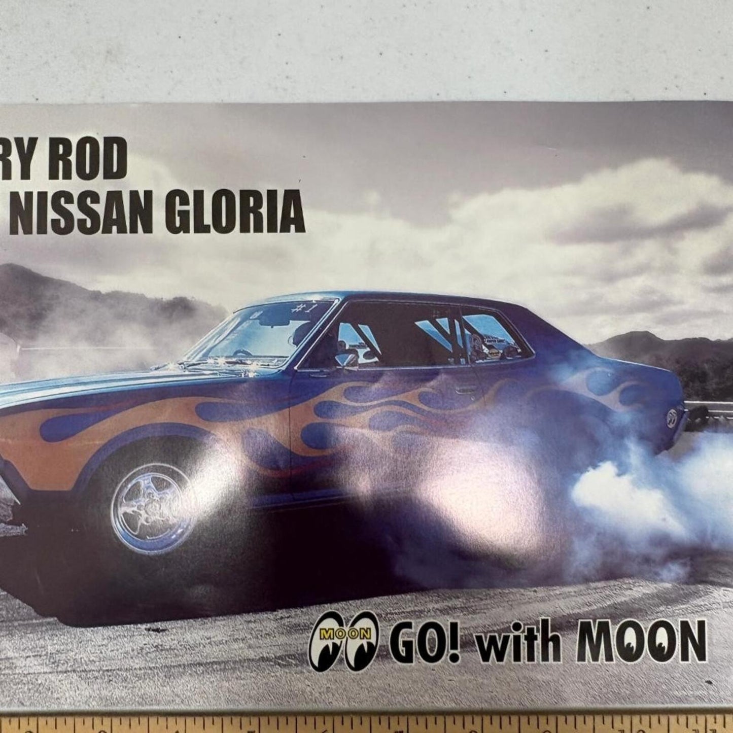 Mooneyes Dragster II Glory Rod 1971 Nissan Gloria Double Sided Poster 12x9