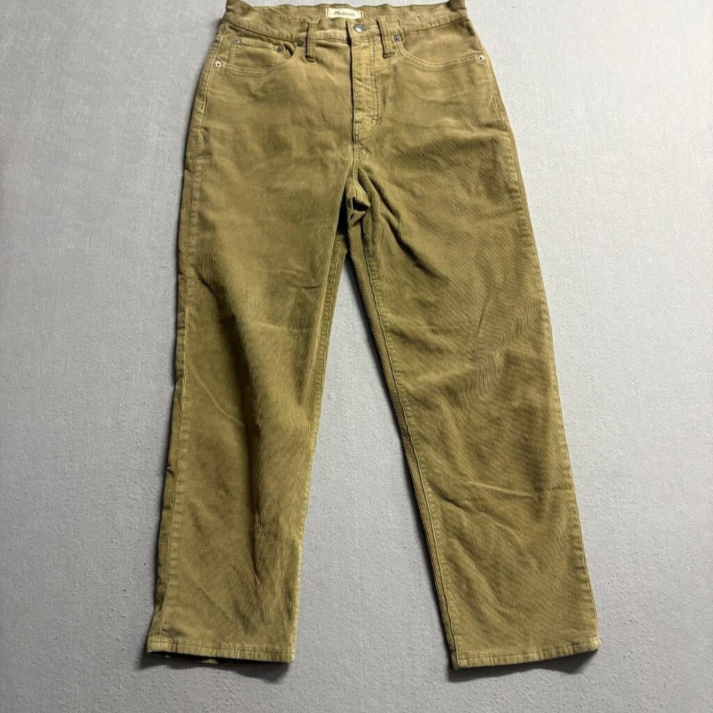 Madewell Classic Straight Jean Corduroy Pants Womens 28 Green Olive High Rise