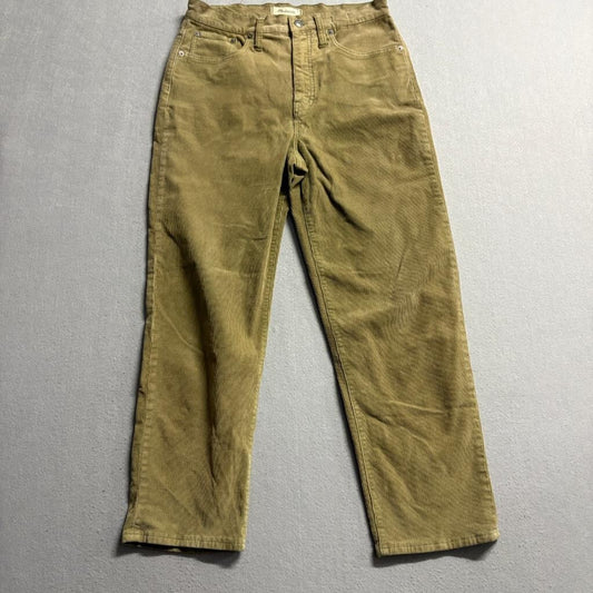 Madewell Classic Straight Jean Corduroy Pants Womens 28 Green Olive High Rise