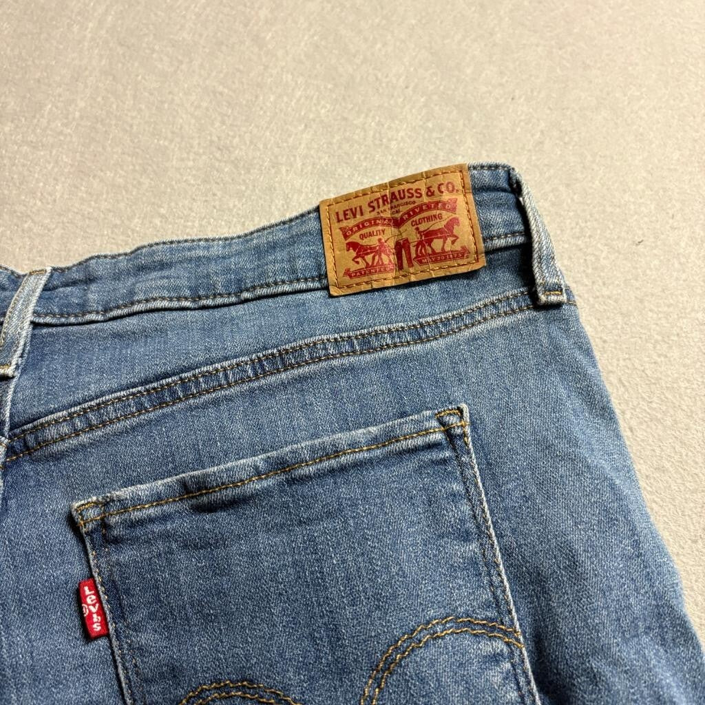 Levi's 721 High Rise Skinny Jeans Womens Size 33 Distressed Blue Denim