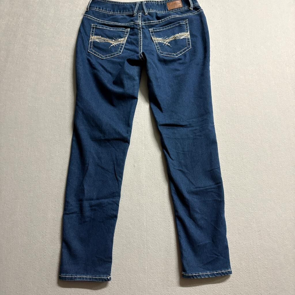 Myth of Jade Skinny Jeans Womens Size 10 Blue Denim Embroidered Pockets Stretch