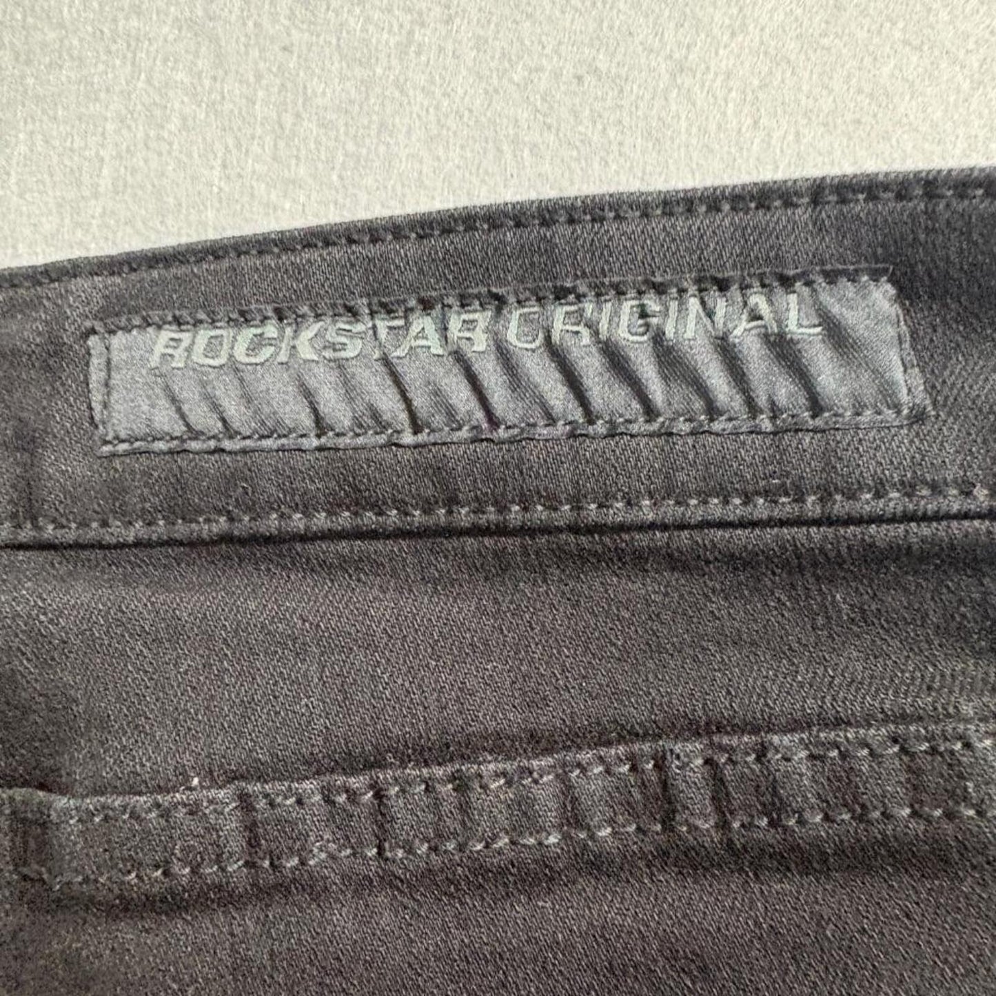 Rockstar Original RSM 225 Hallie Flare Denim Jeans Mens 30 Black Distressed