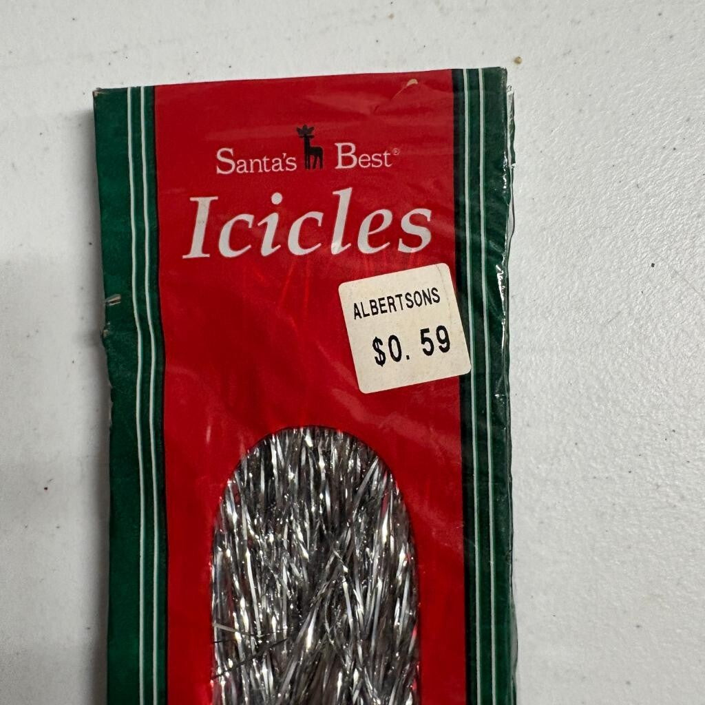 Vintage Santas Best Christmas Icicles Silver Tinsel 1000 Strands 18 Inch 1997