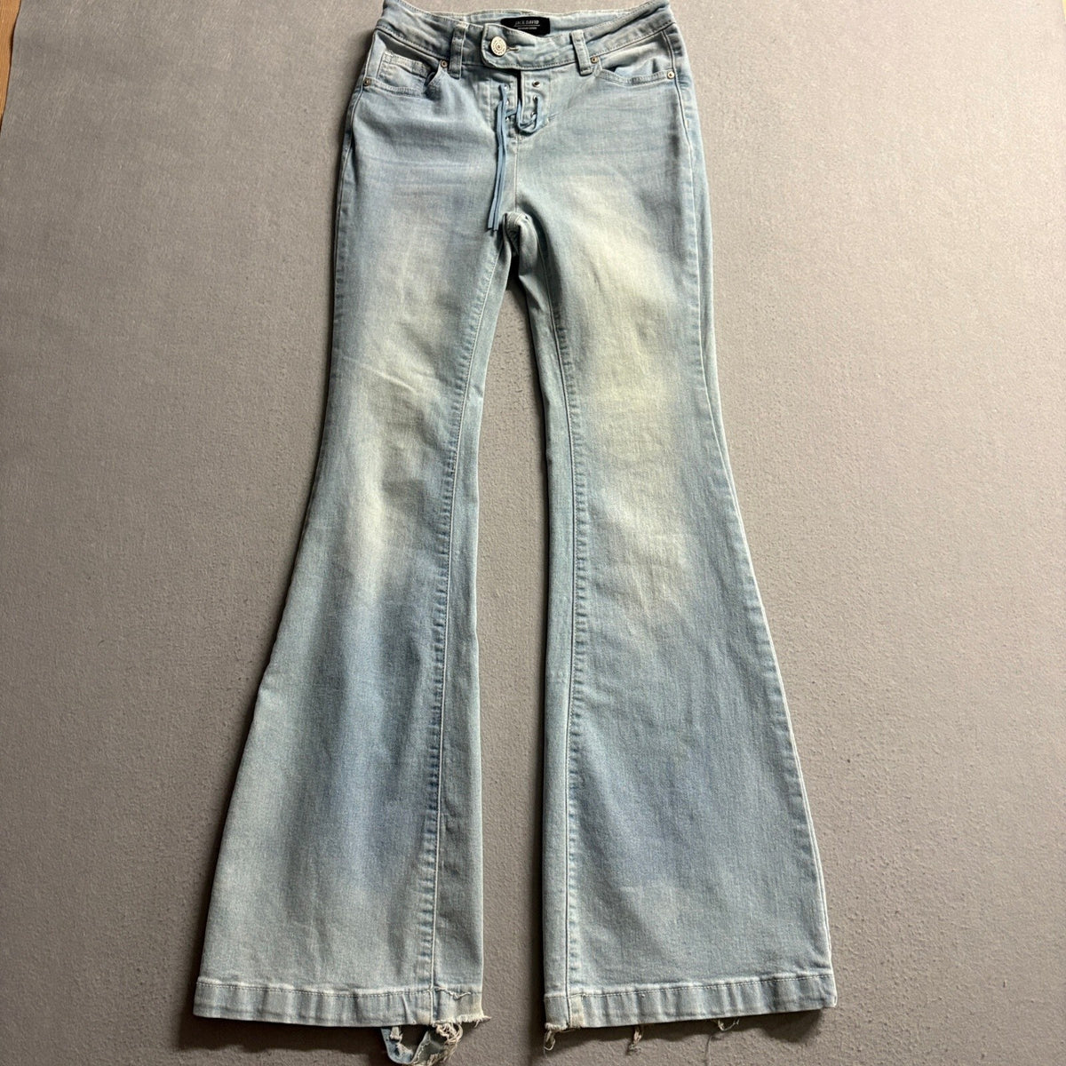 Jack David Premium Denim Lace Up Front Flare Jeans Womens Size 1 Light Wash Y2K
