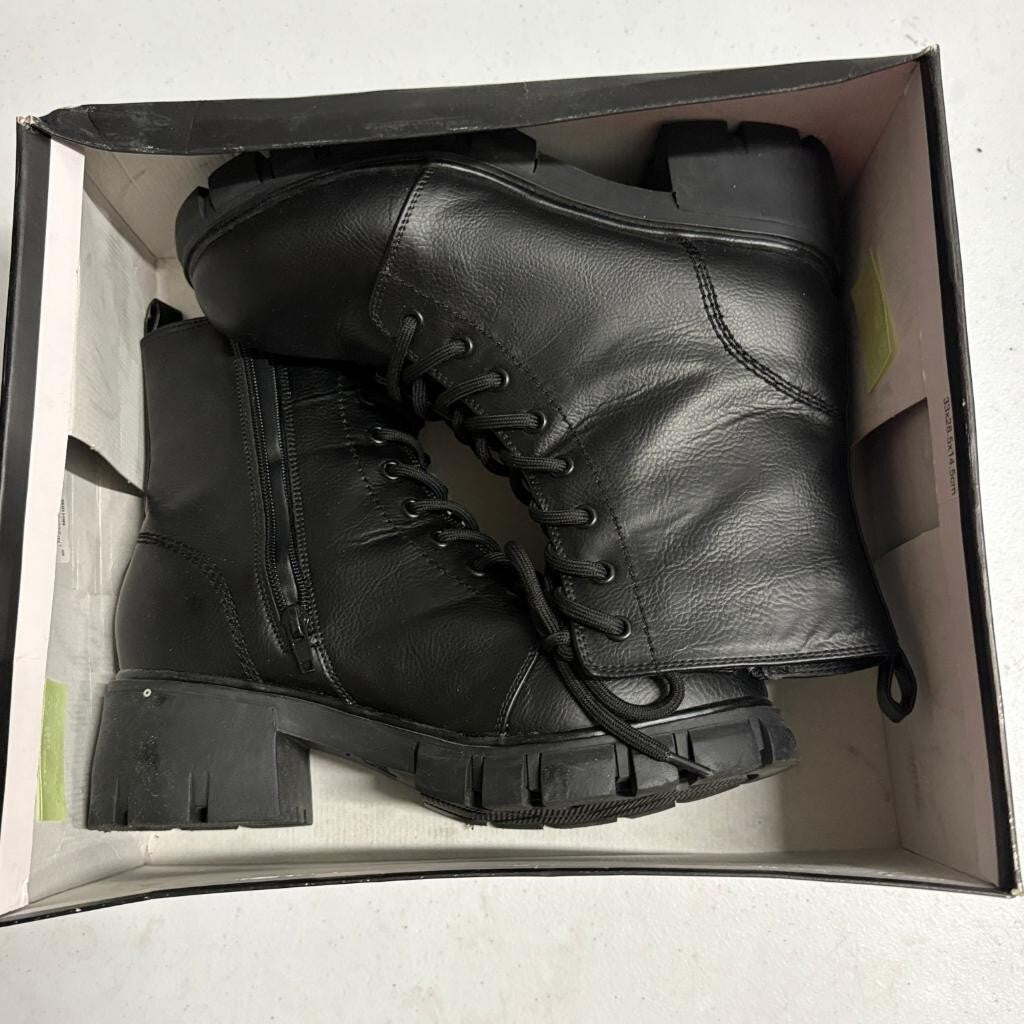 MIA Tauren Womens Combat Boots Size 9M Black Lace Up Side Zip Lug Sole MH1103A