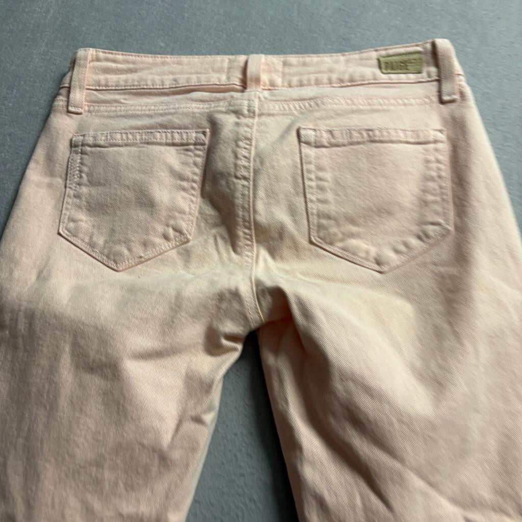 Paige Skyline Ankle Peg Jeans Womens 26 Pink Distressed Ripped Denim Stretch