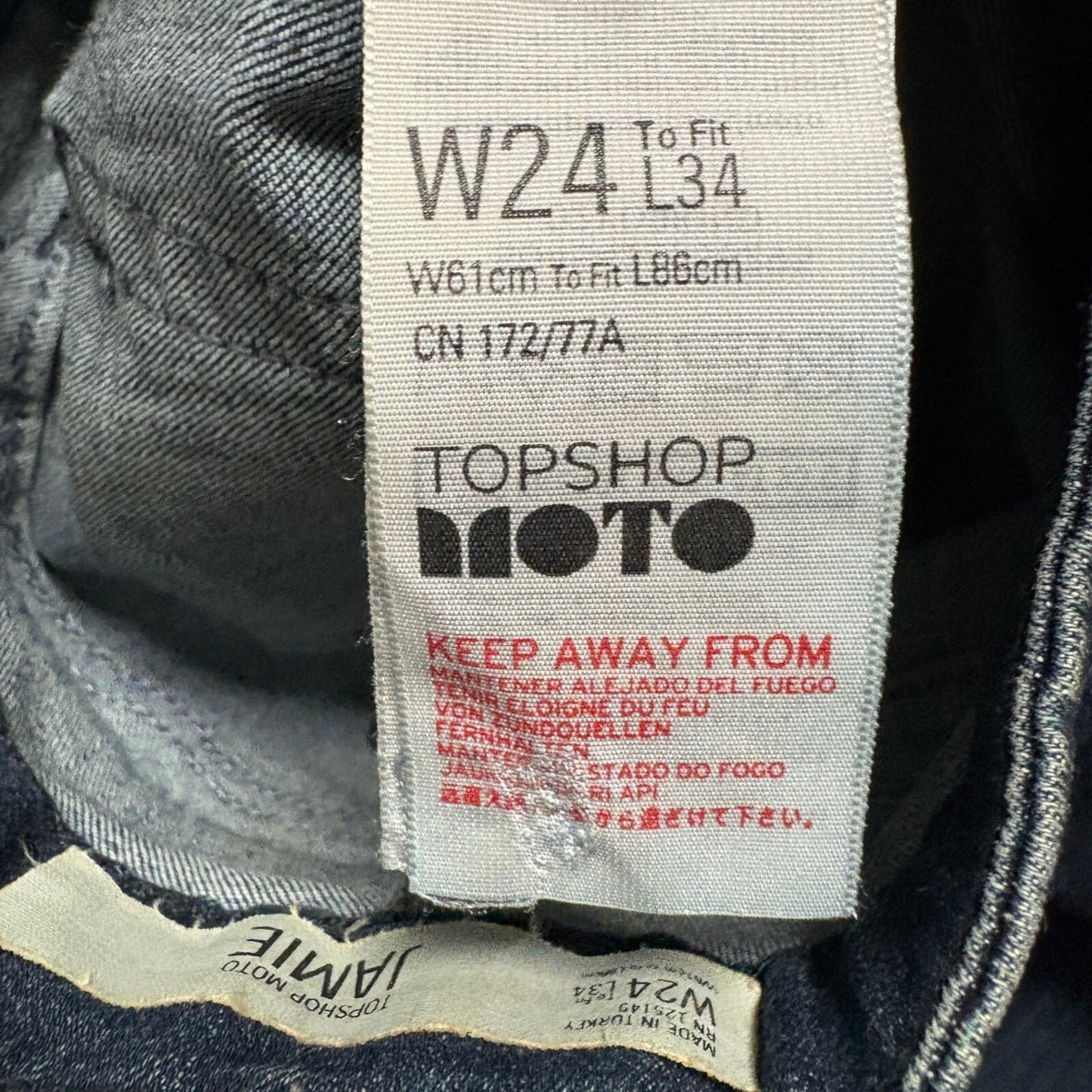 Topshop Moto Jamie Skinny Jeans Womens W24 L34 High Rise Stretch Blue Denim
