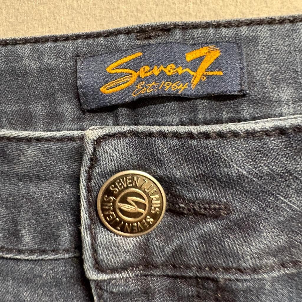 Seven7 Skinny Crop Jeans Womens Size 16 Blue Denim Stretch Cuffed Capri
