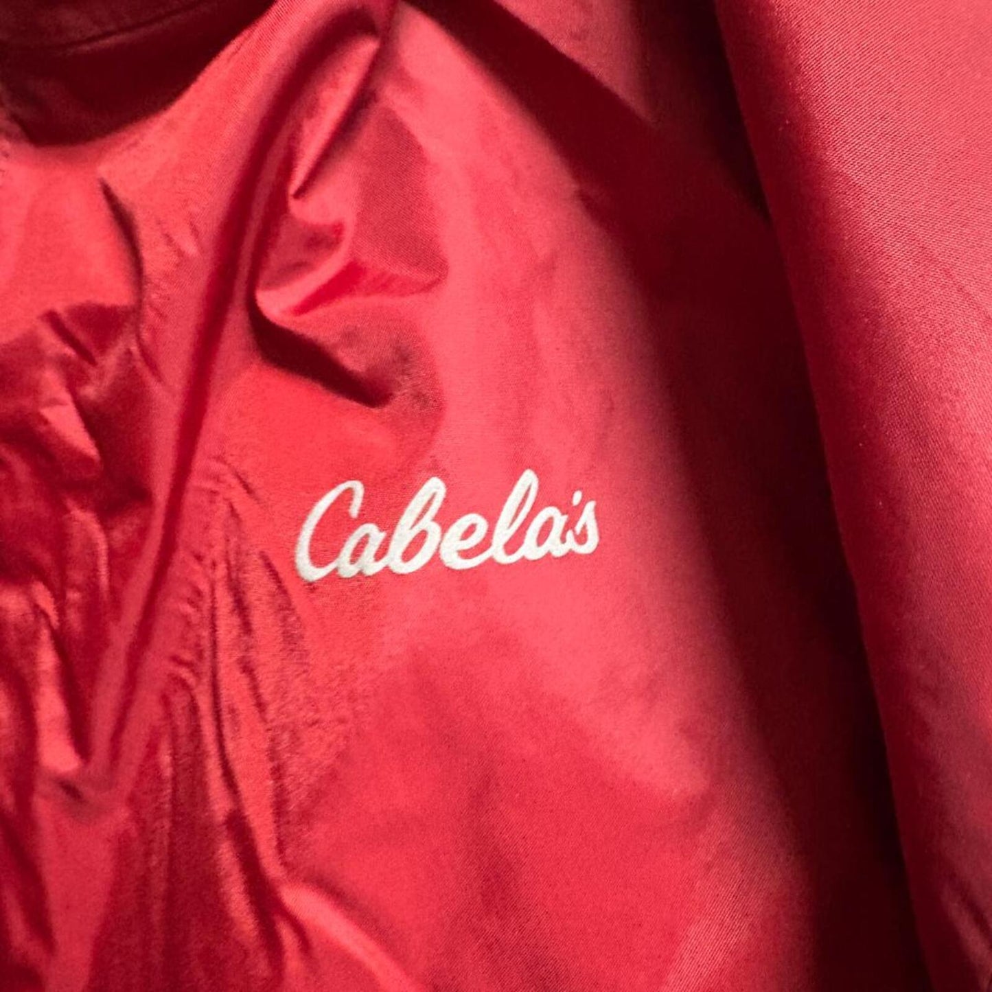 Cabelas 4Most Repel Rain Jacket Mens XL Red Gray Hooded Waterproof Windbreaker