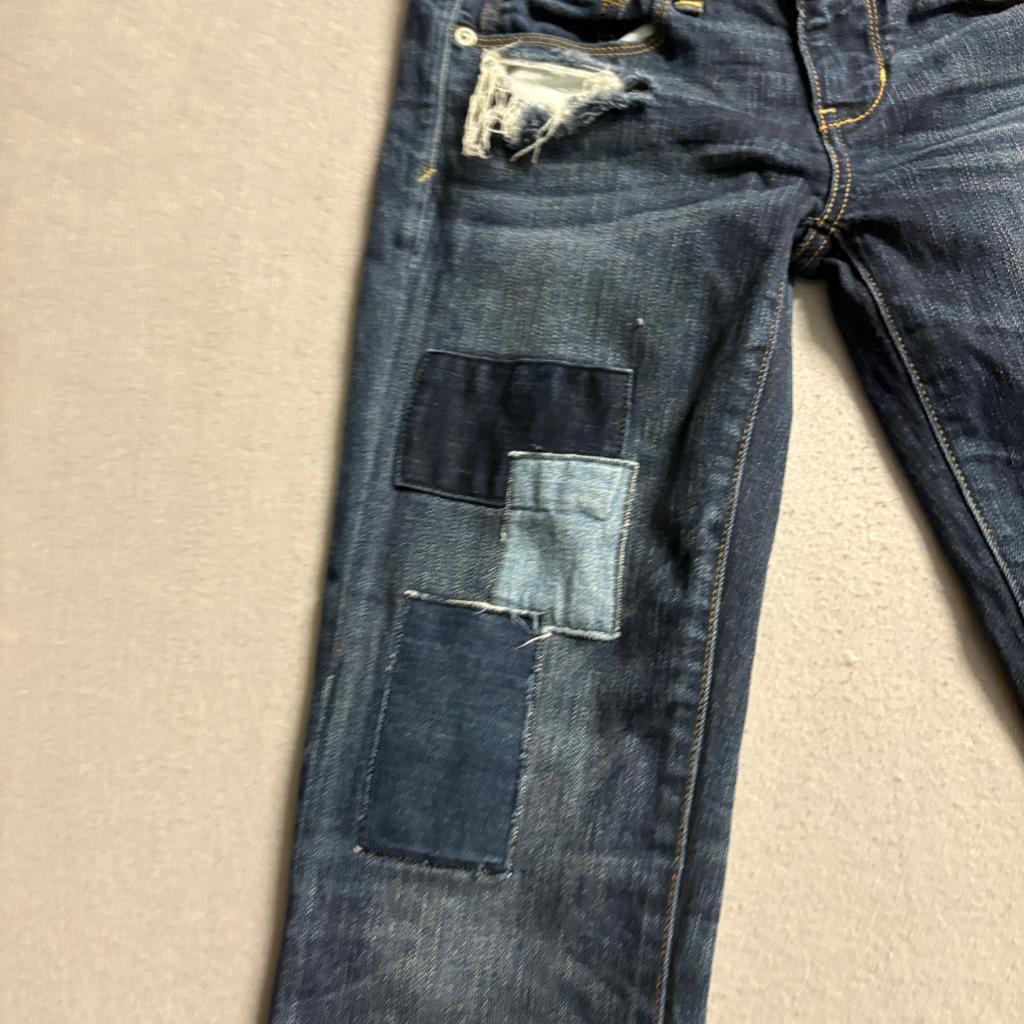 American Eagle Skinny Jeans Womens 2 Regular Blue Distressed Patchwork Denim