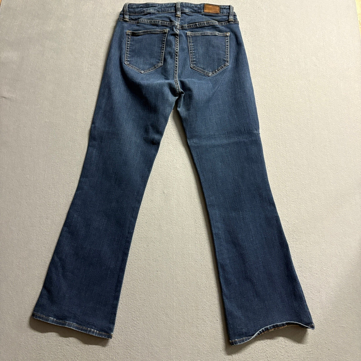 Lands End Mid Rise Curvy Bootcut Jeans Womens Size 10 Blue Denim Stretch