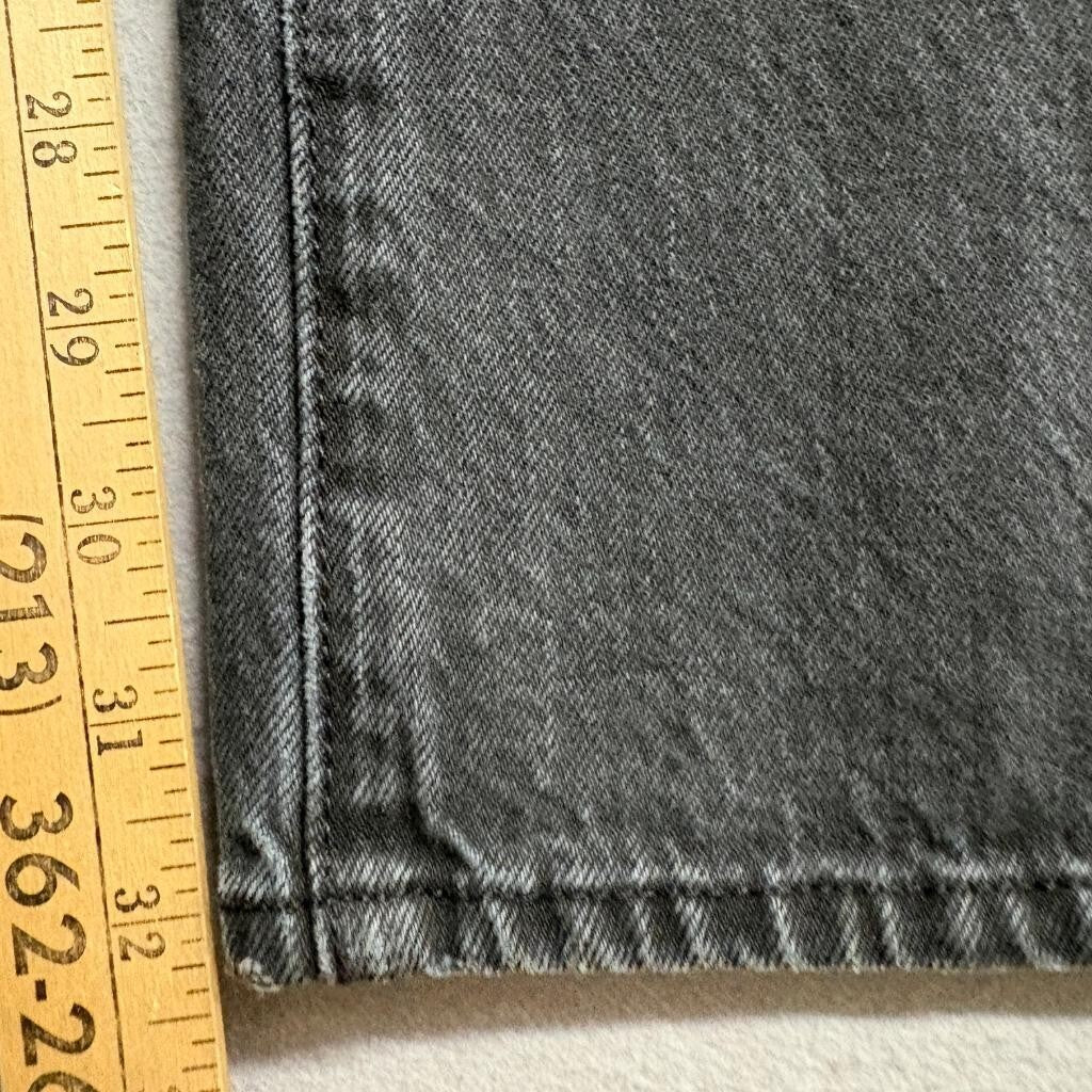 Good American Good Boy Straight Leg Jeans Womens 2/26 Black High Rise Side Slit