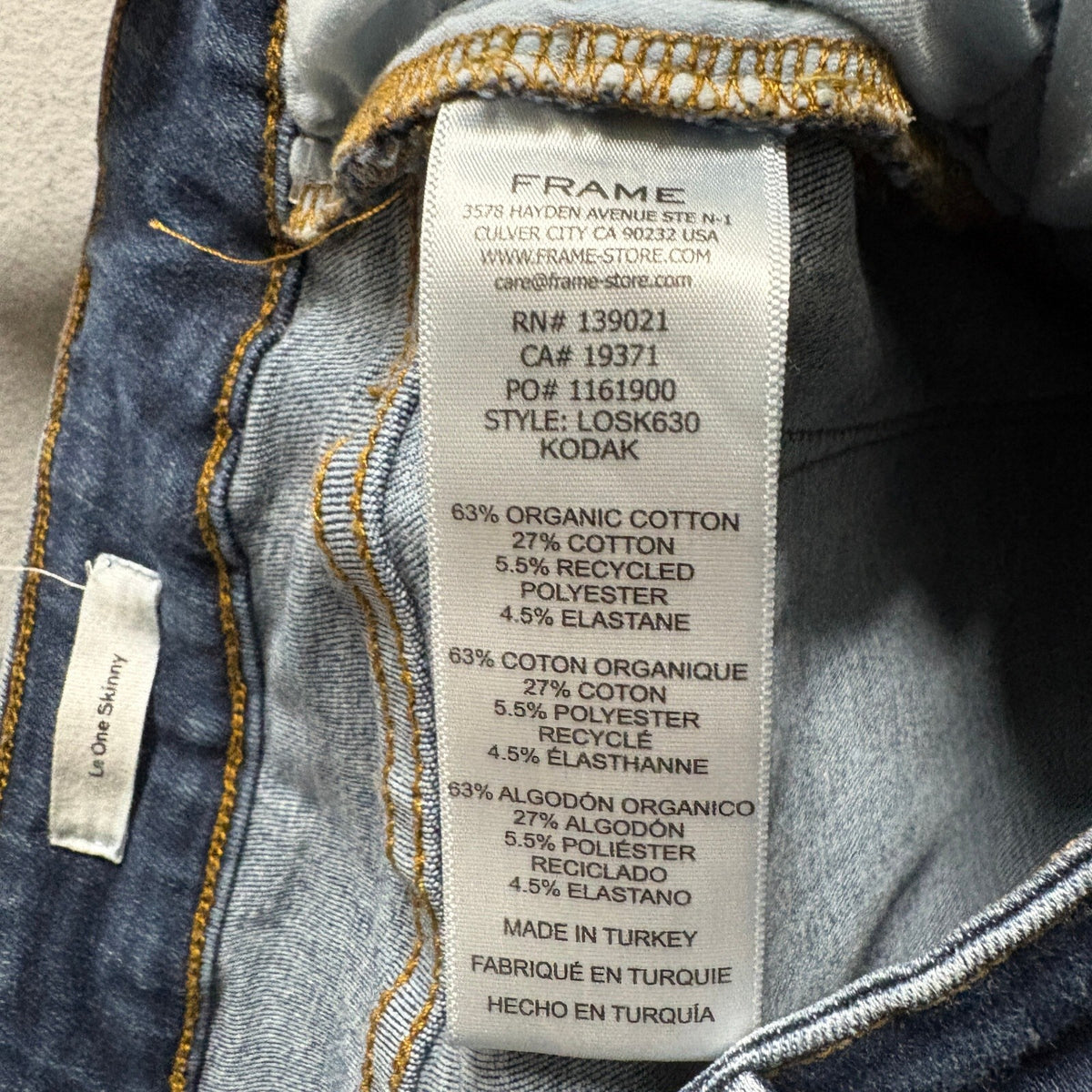 FRAME Le One Skinny Jeans Womens Size 2 Blue Stretch Denim High Rise Flaw