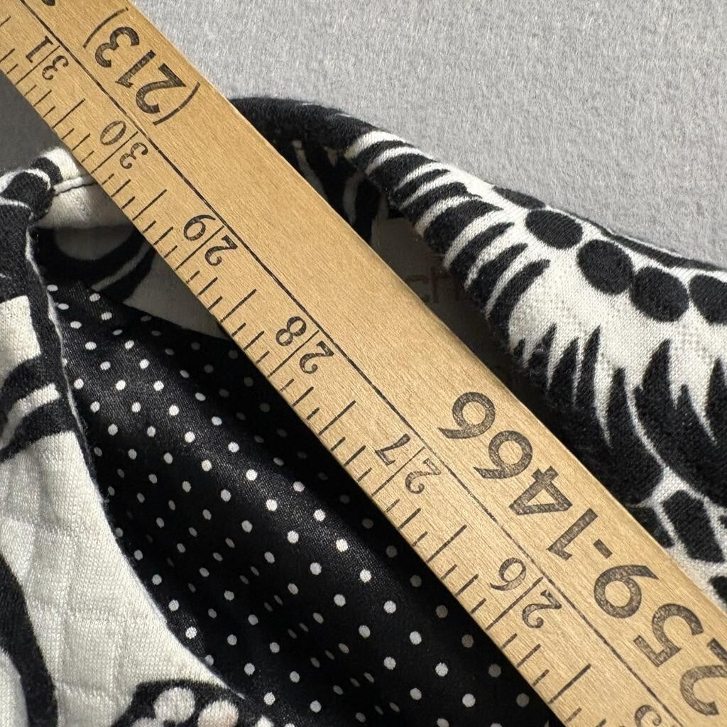 Chico's Quilted Jacket Womens Size 0 XS Black White Floral Polka Dot Open Front