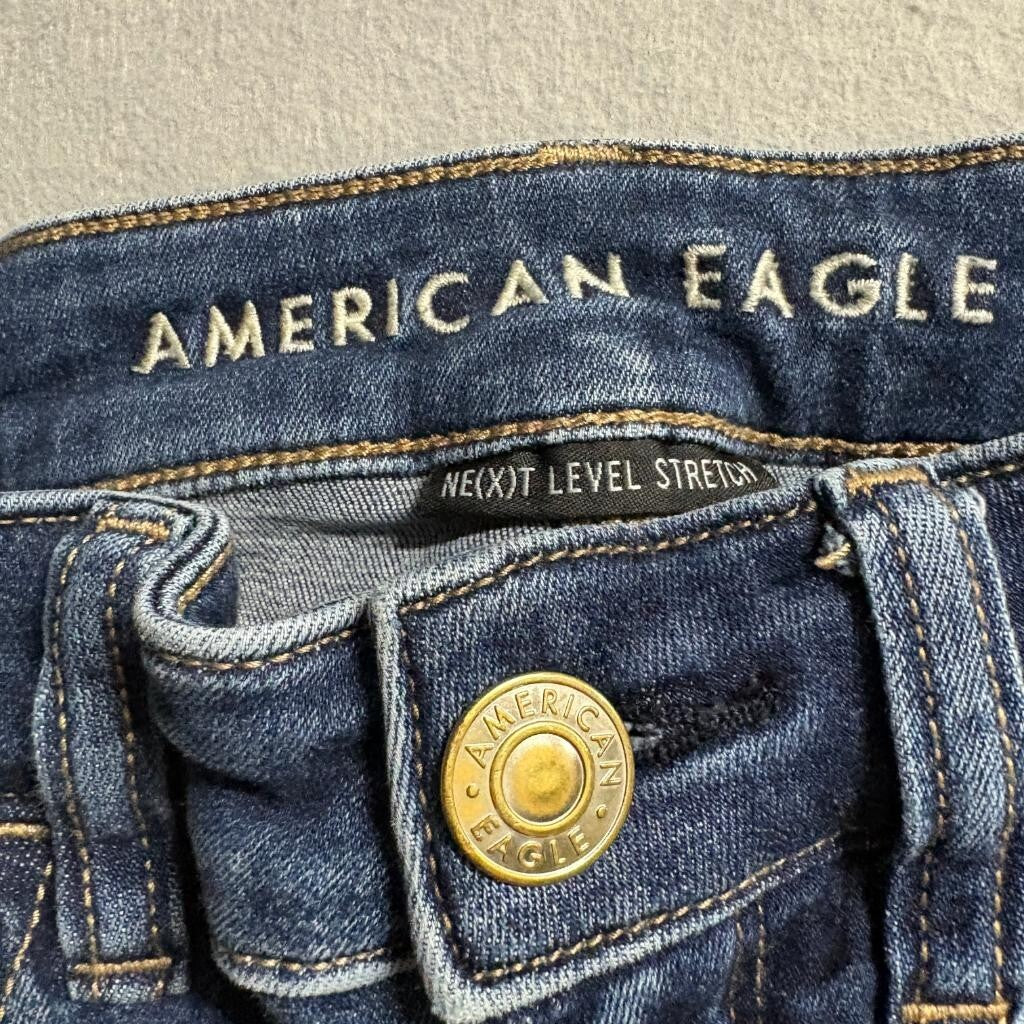 American Eagle Next Level Stretch Skinny Jeans Womens 6 Short Blue Denim