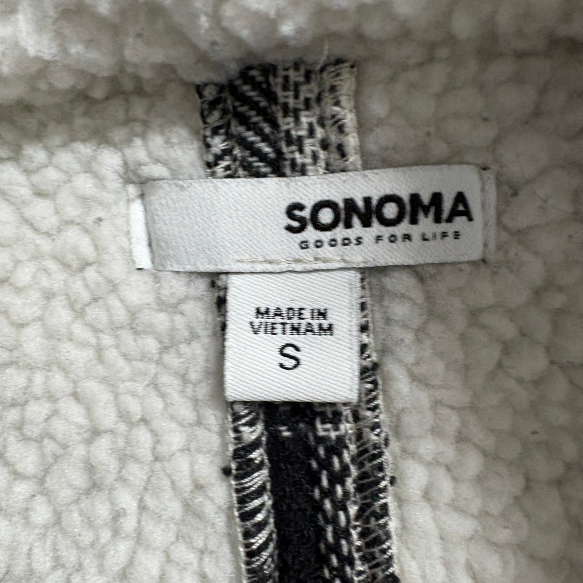 Sonoma Plaid Sherpa Lined Moto Jacket Womens Small Black White Asymmetrical Zip