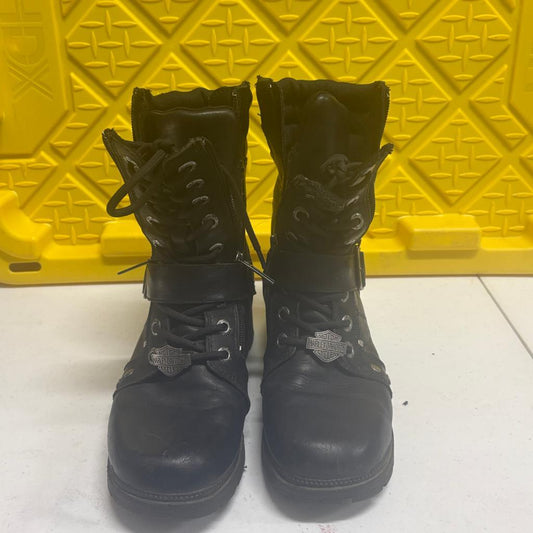 Harley Davidson El Paso Black Leather Motorcycle Boots Womens 7.5 M D83878