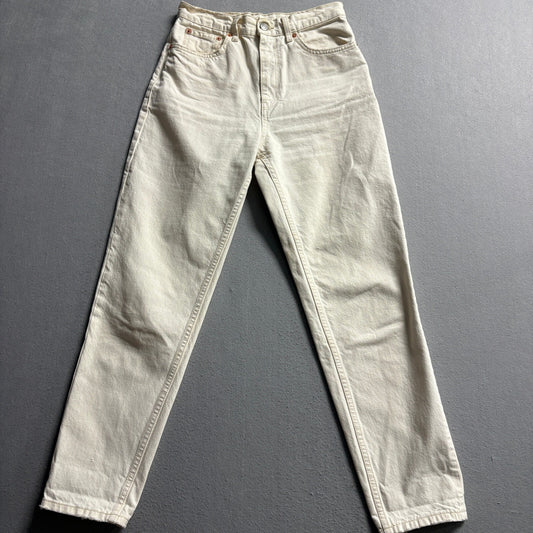 Mango MNG Mom Jeans Womens Size 4 Cream Off White High Rise Denim Tapered Leg